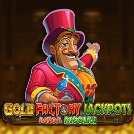 Gold Factory Jackpots Mega Moolah online game logo by Aurum Signature Studios on skinjokercasino.com